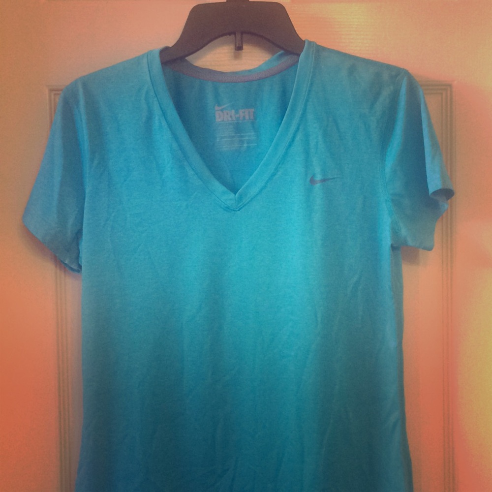 Nike V-neck Dri Fit Teal Work out shirt